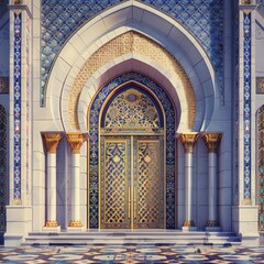 Obraz premium the entrance to a mosque with ornate doors