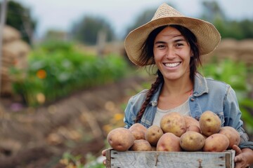 woman holding a basket of vegetables