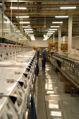 Large Industrial Laundry Service Facility with Professional Workers Managing High-Tech Machines