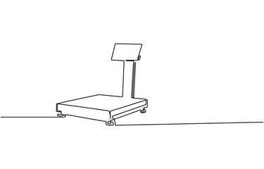 Continuous line drawing classic kitchen scale concept, Continuous Line Drawing Of Law Balance And Scale Of Justice, Continuous one line drawing of kitchen scales. Food scale outline vector