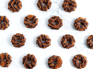 Girl Scout Cookies Samoa on Light Background