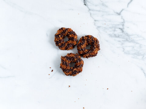 Girl Scout Cookies Samoa on Light Background