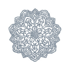 Monochrome mandala isolated on white background.  Hand-drawn illustration.