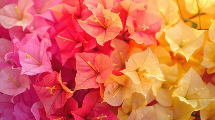 Close up Photos of Yellow and Pink Bougainvillea Flowers