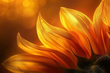 A macro shot of a sunflower's golden petals, each one a canvas displaying nature's intricate artwork.