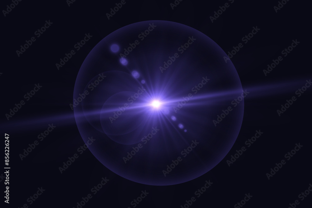 Poster Light effect. Abstract blue flash of light and laser beams with glitter. Isolated on transparent background. Art and web design vector.