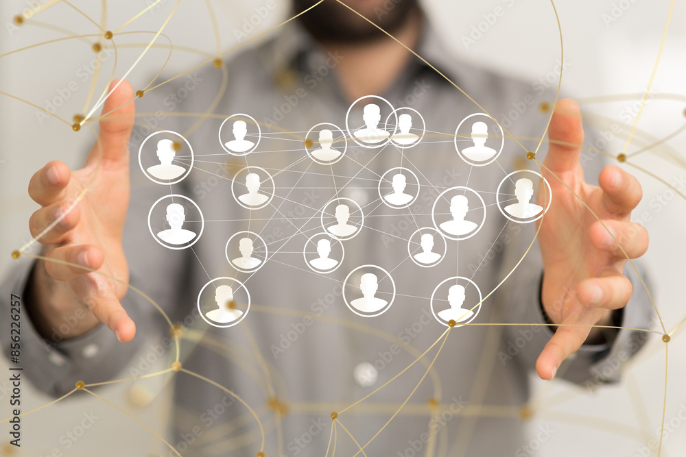 Poster Global network. Blockchain. 3D illustration. Neural networks and artificial intelligence. Abstract