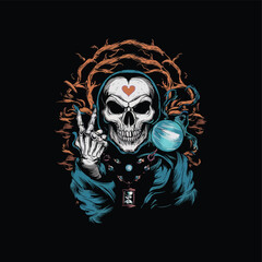 A grimy skull gets a cosmic makeover with swirling constellations vector illustration for a background