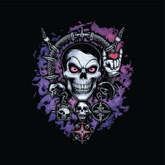 A grimy skull gets a cosmic makeover with swirling constellations vector illustration for a background