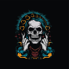 A grimy skull gets a cosmic makeover with swirling constellations vector illustration for a background