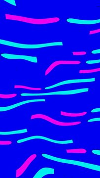 Dynamic wavy abstract colorful snaking dotted lines pattern background. vertical video animation