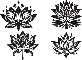 Fototapeta premium Lotus silhouette vector illustration.eps