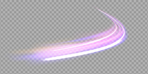 Glowing bright swirl PNG of bright lines. Abstract light effect for game design and vector illustration.