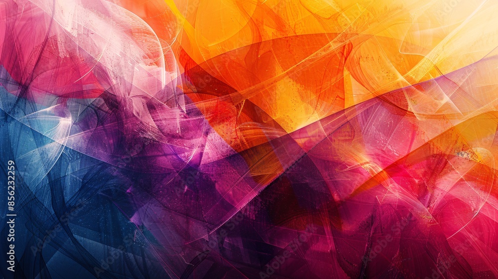 Poster abstract colorful digital art with vibrant hues and dynamic shapes in a modern artistic composition