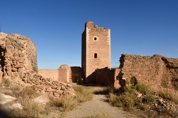 Torre de San Crist&oacute;bal en el castillo de la villa de Daroca (siglo XIV). Provincia de Zaragoza, Arag&oacute;n, Espa&ntilde;a