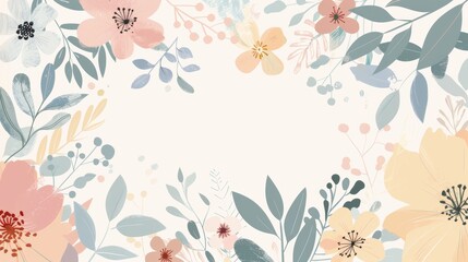 Delicate Floral Pattern on Soft Gray Background for Spring Designs Generative AI