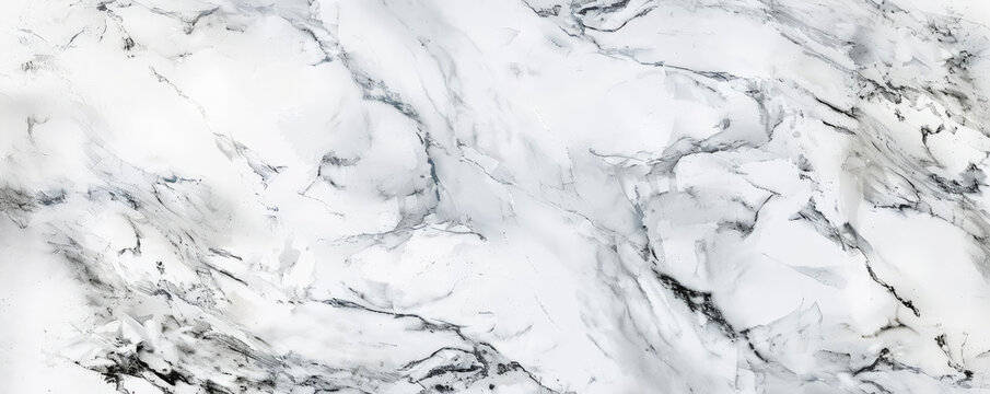 An elegant marble background with white and grey veining. The smooth, polished texture adds a touch of luxury and sophistication, ideal for high-end design.