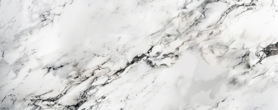 An elegant marble background with white and grey veining. The smooth, polished texture adds a touch of luxury and sophistication, ideal for high-end design.
