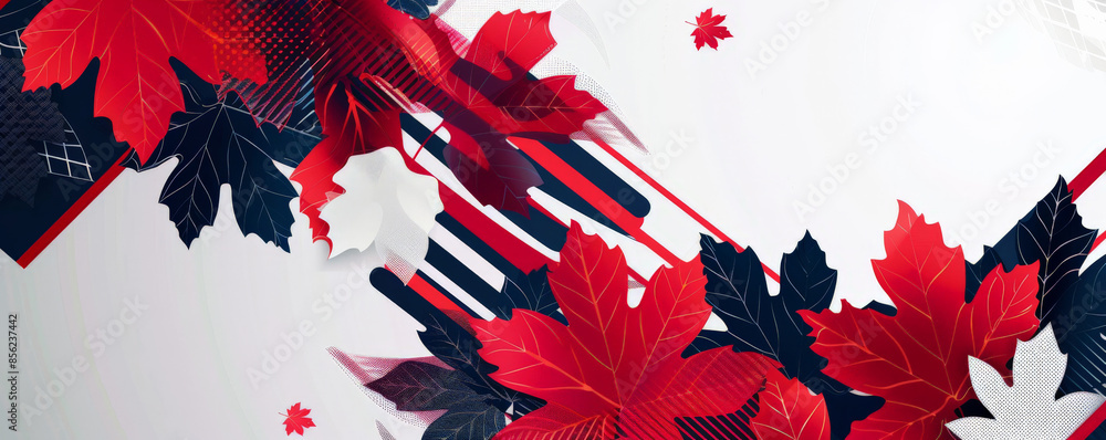 Canvas Prints canada day background with a bold, contemporary design featuring layered maple leaves and geometric 