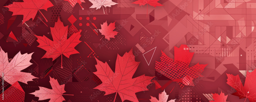 Canvas Prints canada day background with a bold, contemporary design featuring layered maple leaves and geometric 