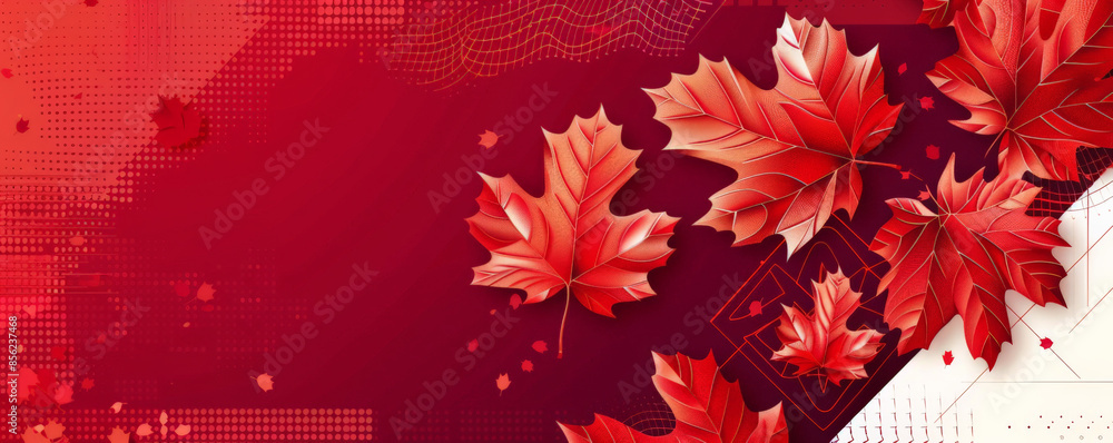 Canvas Prints canada day background with a bold, contemporary design featuring layered maple leaves and geometric 