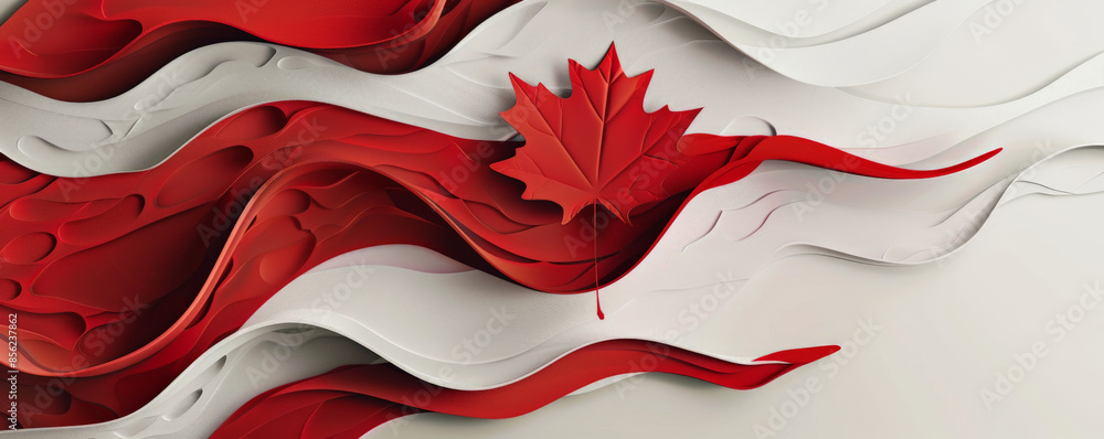 Canvas Prints canada day background with a minimalist red and white design featuring a large maple leaf in the cen