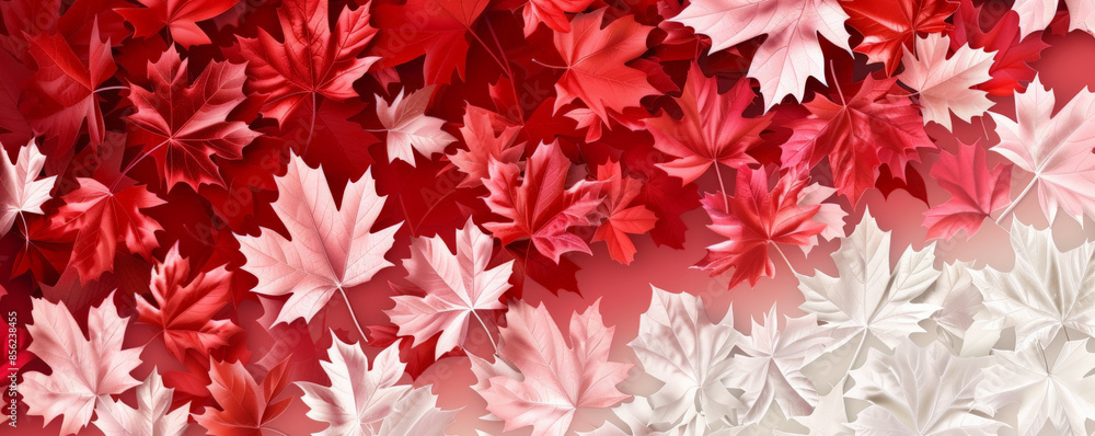Canvas Prints canada day background with an elegant design of maple leaves in various shades of red and white.