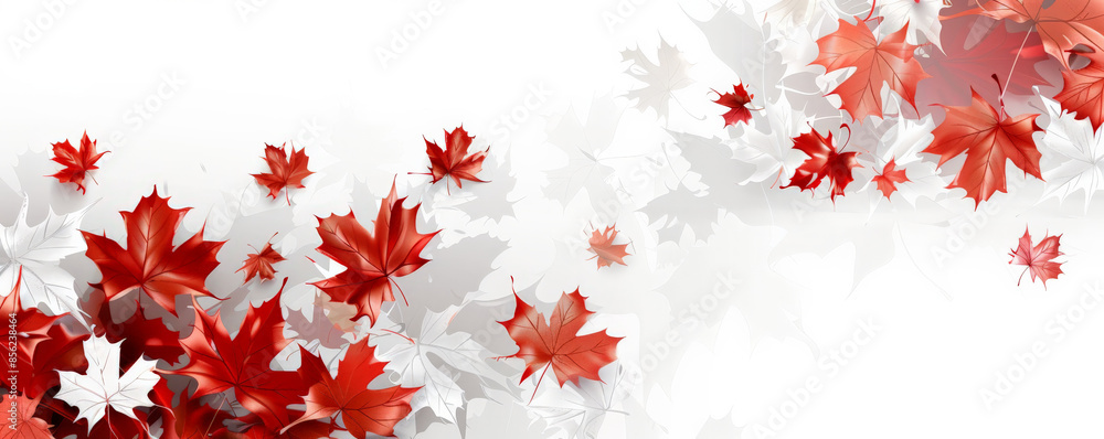 Canvas Prints canada day background with an elegant design of maple leaves in various shades of red and white.