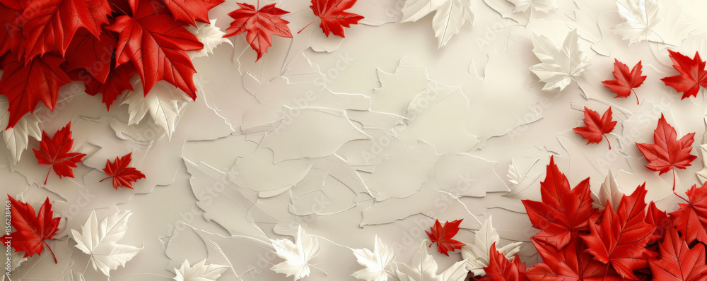Canvas Prints canada day background with an elegant design of maple leaves in various shades of red and white.