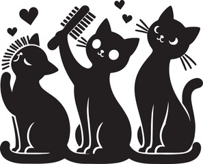 Vector illustration of The Quite cat silhouette on white background