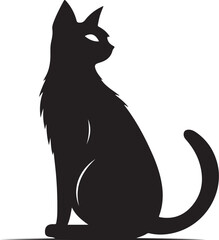 Vector illustration of The Quite cat silhouette on white background