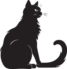 Vector illustration of The Quite cat silhouette on white background