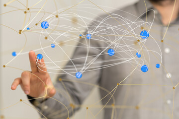 Global network. Blockchain. 3D illustration. Neural networks and artificial intelligence. Abstract