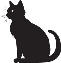 Vector illustration of The Quite cat silhouette on white background