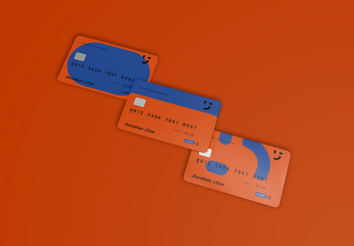 3d Three Credit Cards Mockup