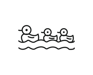 Three ducks icon vector symbol design illustration