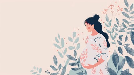 Maternity Illustration on White Background Generative AI