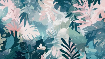Vibrant Tropical Forest Scene for Large Print Decor Generative AI