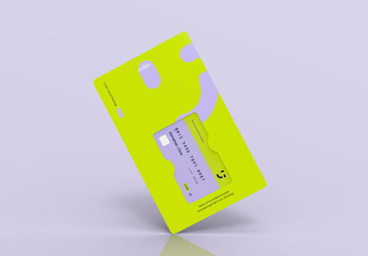 3d Credit Card with Packaging Mockup