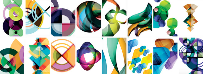 Set of trendy colorful circle geometric posters or abstract backgrounds. Vector Illustration For Wallpaper, Banner, Background, Card, Book Illustration, landing page