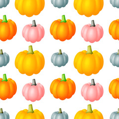 Colorful 3D pumpkins repeating pattern