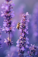 Obraz premium Photo of bee on a flower, macro photography, beautiful background