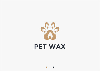 paw with candle logo design vector silhouette illustration