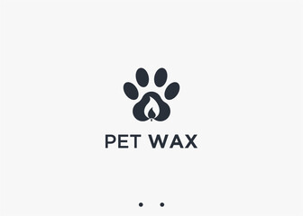 paw with candle logo design vector silhouette illustration