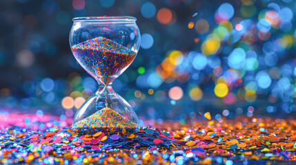 Vibrant Hourglass with Colorful Sand