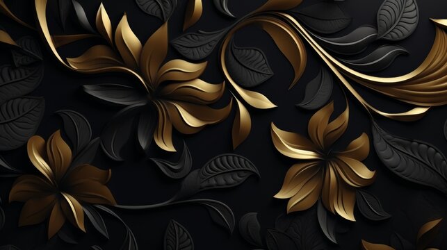 luxury golden pattern texture on a dark background. Useful as luxury pattern