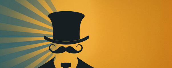Father's Day background with a bold, graphic design featuring a mustache and top hat.