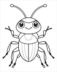 insect coloring pages for kids, Insect vector for character design,