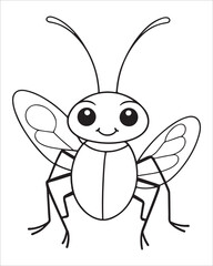 insect coloring pages for kids, Insect vector for character design,