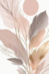 Transparent leaves neutral background in beautiful subtle blush, muted taupe, and soft beige tones.